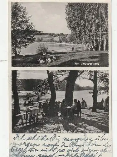 [Ansichtskarte] NEUMARK - DOLGEN / DLUGIE, "Zum Freischütz" am Liebsee, Landpoststempel, 1937. 