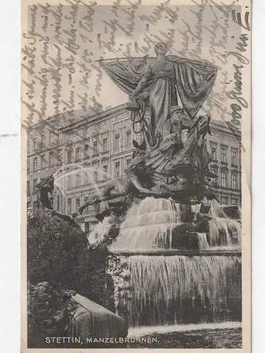 [Ansichtskarte] POMMERN - STETTIN / SZCZECIN, Manzelbrunnen, 1933. 
