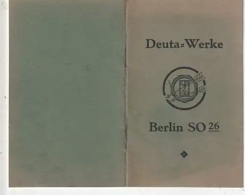 EISENBAHN / RAILWAY - DEUTA - WERKE Berlin, Lokomotiv - Geschwindigkeitsmesser Type L.G., 15 Seiten, gute Erhaltung