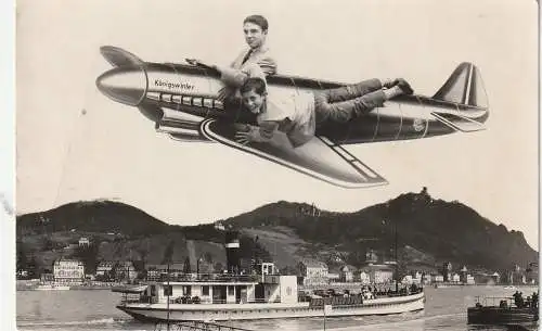 [Ansichtskarte] 5330 KÖNIGSWINTER, Panorama, Fähre Godesberg - Königswinter, Photostudio Flugzeug, ca. 1960. 