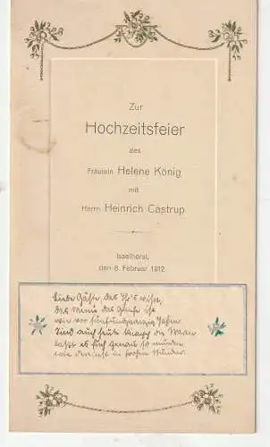 [Ansichtskarte] 4830 GÜTERSLOH - ISSELHORST, 3 prächtige Hochzeits-Menu-Karten, 1912, Helene König - Heinrich Cstrup. 