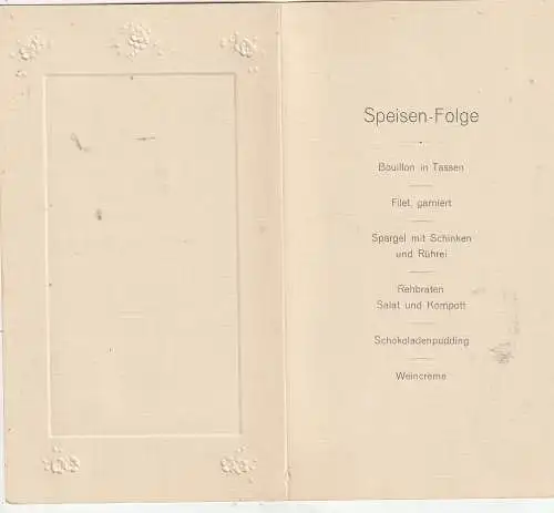 [Ansichtskarte] 4830 GÜTERSLOH - ISSELHORST, 3 prächtige Hochzeits-Menu-Karten, 1912, Helene König - Heinrich Cstrup. 