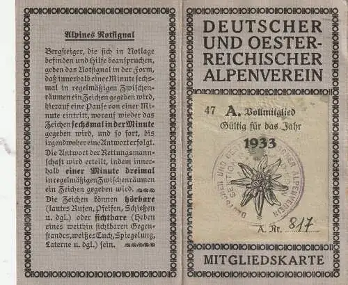 AUSWEIS / DOCUMENT - Deutsch - Österreichischer Alpenverein