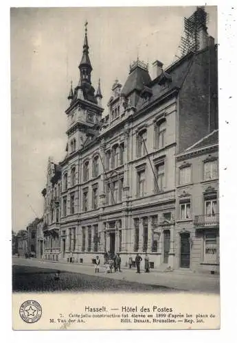 B 3500 HASSELT, Hotel des Postes / Hoofdpostkantoor / Hauptpost, 1915, deutsche Feldpost