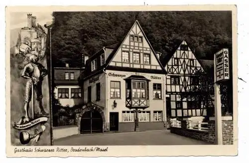 [Ansichtskarte] 5401 BRODENBACH, Gasthaus zum Schwarzn Ritter, 1954, Beantwortung einer Unterkunftsanfrage. 
