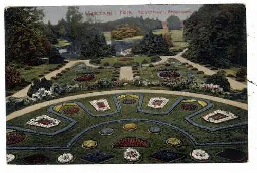 0-1825 WIESENBURG, Teppichbeete im Schloßpark, 1917