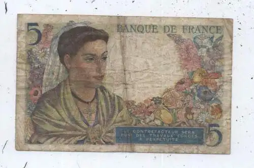 BANKNOTE FRANKREICH 5 Francs 1943
