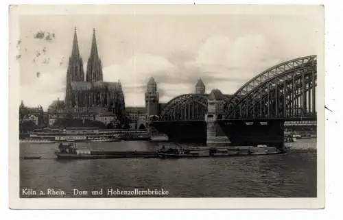 [Ansichtskarte] BINNENSCHIFFE - RHEIN, Köln-Düsseldorfer "ERNST - LUDWIG" am Kölner Anleger, Frachtschiffe, 1930. 