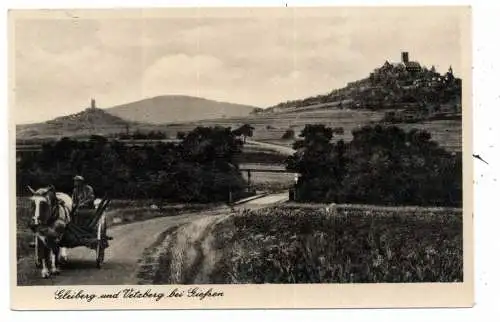 [Ansichtskarte] 6300 GIESSEN, Gleiberg / Vetzberg, Pferdekarren. 