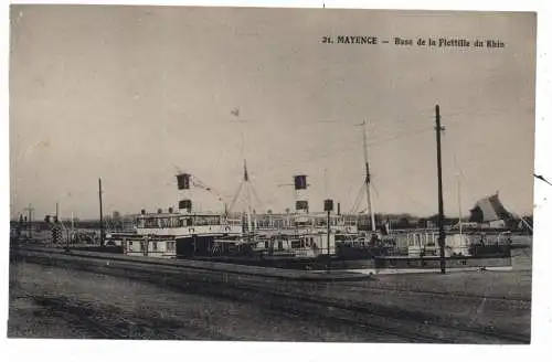 [Ansichtskarte] BINNENSCHIFFE - RHEIN, Köln - Düsseldorfer Schiffe im Mainzer Hafen, 20er Jahre. 