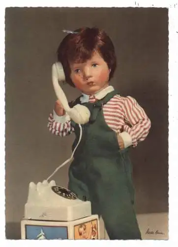 [Ansichtskarte] SPIELZEUG / TOYS - PUPPE / Käthe Kruse, Junge am Telefon, 60er Jahre, Verlag Rijkom - Amsterdam, kl. Oberflächenmangel. 