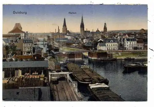 [Ansichtskarte] 4100 DUISBURG, Hafen, Frachtschiffe, 1923. 