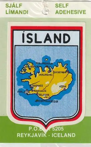 [Ansichtskarte] ISLAND - Aufkleber, Inselansicht. 