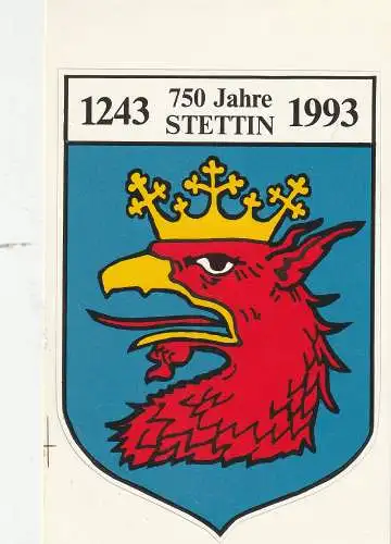 [Ansichtskarte] POMMERN - STETTIN / SZCZECIN, Stadtwappen, Aufkleber. 