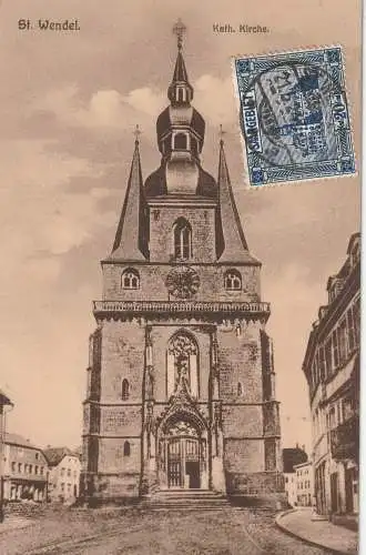 6690 SANKT WENDEL, Katholische Kirche und Umgebung, 1924
