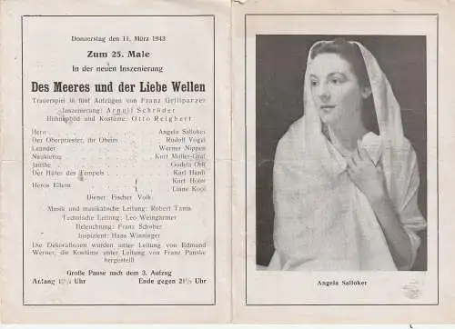 [Ansichtskarte] 8000 MÜNCHEN, Bayerisches Staatsschauspiel, 3 Programmhefte 1943, altersbedingte Erhaltung. 