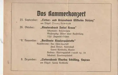[Ansichtskarte] 5760 ARNSBERG - NEHEIM - HÜSTEN, 4 seitiges Programmheft 1949, Verein für Kunst und Wissenschaft. 