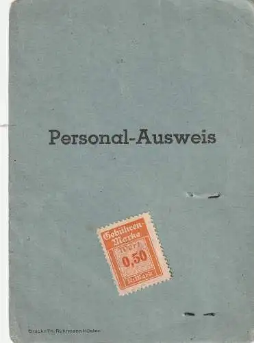 [Ansichtskarte] 5760 ARNSBERG - NEHEIM - HÜSTEN, vorläufiger Personal - Ausweis, 24.Mai 1945. 