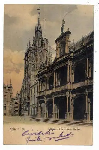 5000 KÖLN, Rtahaus mit den neuen Statuen, Phänomen Künstlerkarte Nr. 6, Verlag Hölzermann, 1905