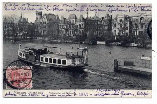 [Ansichtskarte] 2000 HAMBURG - UHLENHORST, HADAG Personenfähren vor Bellevue, 1909. 