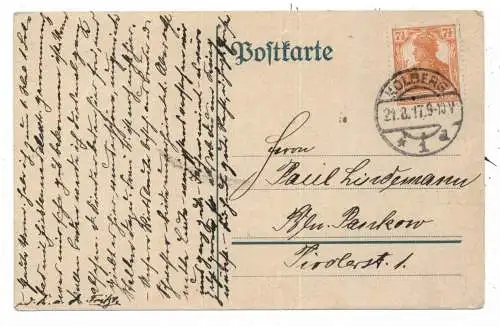 POMMERN - KOLBERG / KOLOBRZEG, Postgeschichte, Tagesstempel 1917