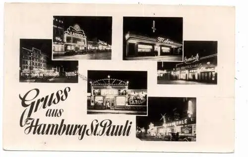 [Ansichtskarte] 2000 HAMBURG - ST. PAULI bei Nacht, 6 Ansichten, 1953. 