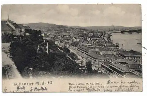 [Ansichtskarte] H 1000 BUDAPEST, Ofener Panorama, 1903. 