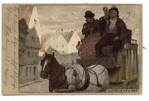 [Ansichtskarte] KÜNSTLER / ARTIST - PAUL HEY, Lithographie, "MORGENFAHRT". 