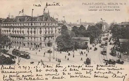 1000 BERLIN, Palast - Hotel, Leipziger - / Potsdamer - Platz, 1907, Verlag Stengel