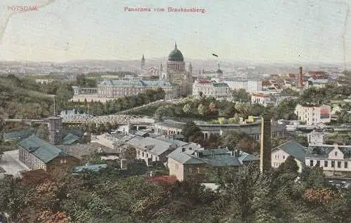 [Ansichtskarte] 0-1500 POTSDAM, Panorama vom Brauhausberg, color, 1907. 