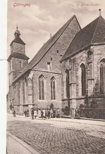 [Ansichtskarte] 3400 GÖTTINGEN, St. Marien Kirche, belebte Szene, Verlag VGP. 