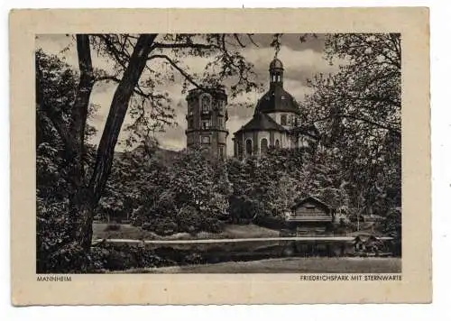 [Ansichtskarte] 6800 MANNHEIM, Friedrichspark mit Sternwarte, Verlag Korn. 