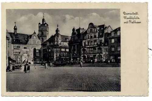 [Ansichtskarte] 6100 DARMSTADT, Marktplatz mit Rathaus. 