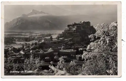 [Ansichtskarte] A 5000 SALZBURG im Winter, Bahnpost Salzburg - Braunau 1940. 