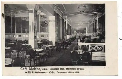 [Ansichtskarte] 1000 BERLIN - TIERGARTEN, Cafe Moltke, Potsdamer Strasse, 1918. 