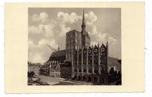 [Ansichtskarte] 0-2300 STRALSUND,  Alter Markt, Rathaus, Nikolaikirche, 1934. 