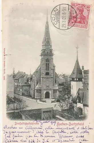 [Ansichtskarte] 5100 AACHEN - BURTSCHEID, Dreifaltigkeitskirche, 1906, Verlag Stengel. 
