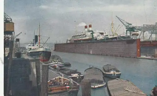 [Ansichtskarte] OZEANSCHIFFE - HSDG "CAP FINISTERRE" im Hamburger Dock, Farbenphotographie nach Hildenbrand. 