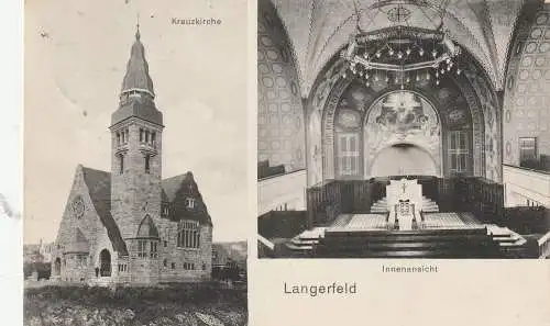[Ansichtskarte] 5600 WUPPERTAL - LANGERFELD, Kreuzkirche, 1914. 