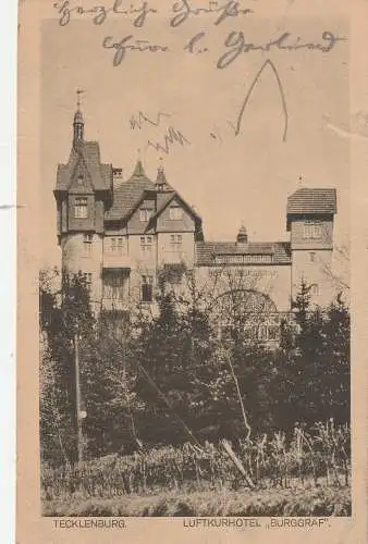 [Ansichtskarte] 4542 TECKLENBURG, Kurhotel Burggraf, 1924, seitlicher Einriß. 