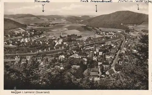 [Ansichtskarte] 5940 LENNESTADT - MEGGEN, Blick auf den Ort, 1954. 
