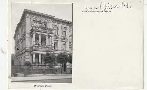 0-5800 GOTHA, Pensionat Becker, Reinhardsbrunner Strasse, 1914