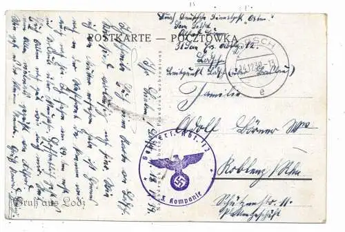 [Ansichtskarte] PL 90-001 LODZ / LODSCH, 4 Ansichten, 1939, deutsche Feldpost. 