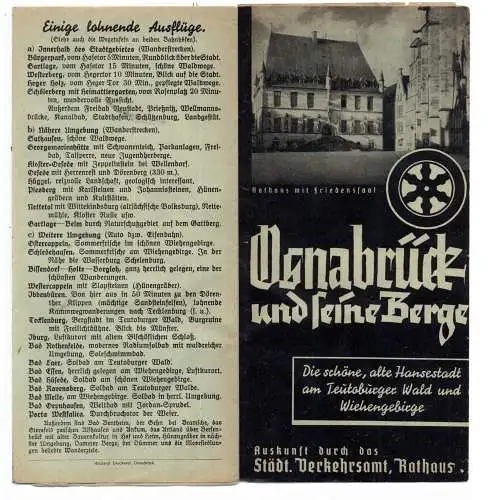 [Ansichtskarte] 4500 OSNABRÜCK, 12 seitiger Touristenführer 1935. 