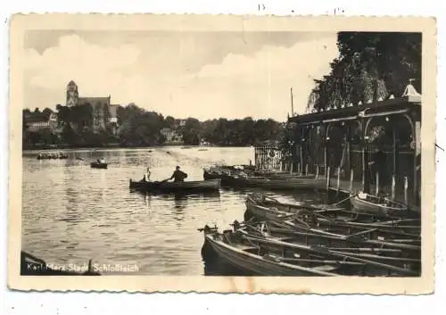 [Ansichtskarte] 0-9000 KARL - MARX - STADT / CHEMNITZ, Schloßteich, Ruderpartie, 1953, Verlag Wagler. 