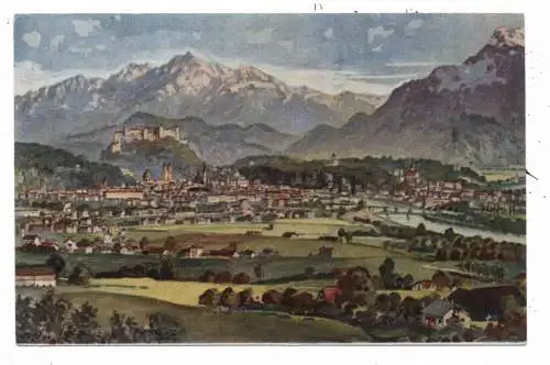 [Ansichtskarte] A 5000 SALZBURG, Blick von Maria - Plain, Künstler-Karte. 
