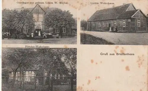 3114 WRESTEDT - BREITENHEES, Gasthaus zur grünen Linde, Lichts Wohnhaus, Förster - Wohnhaus, 1913