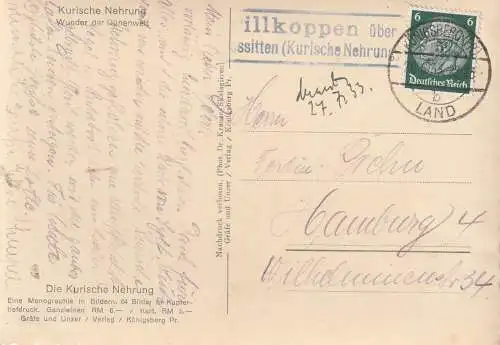 OSTPREUSSEN - PILLKOPPEN / MORSKOJE / Kurische Nehrung, Landpoststempel 1933