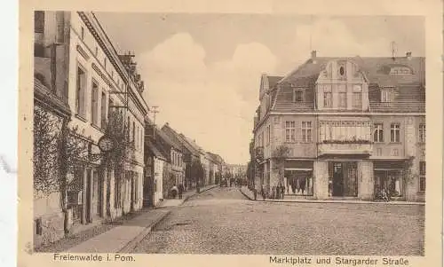 POMMERN - FREIENWALDE / CHOCIWEL, Marktplatz und Stargarder Strasse, 1926