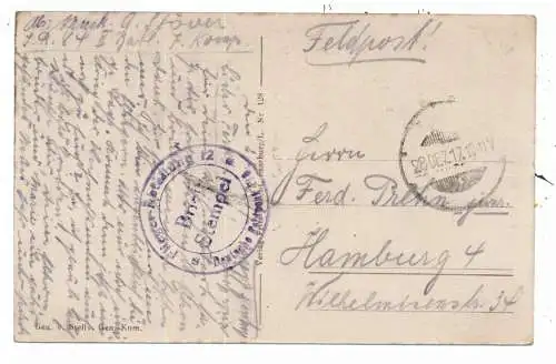 F 57590 FOSSINGEN / FOSSIEUX, 1. Weltkrieg Zerstörungen, deutsche Feldpost - Flieger Abteilung 12